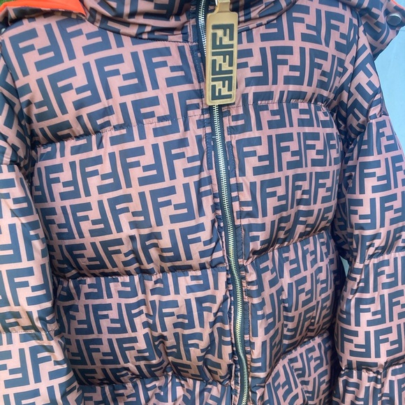 Fendi Other - Fendi Black and Pink Logo Puffer Jacket
